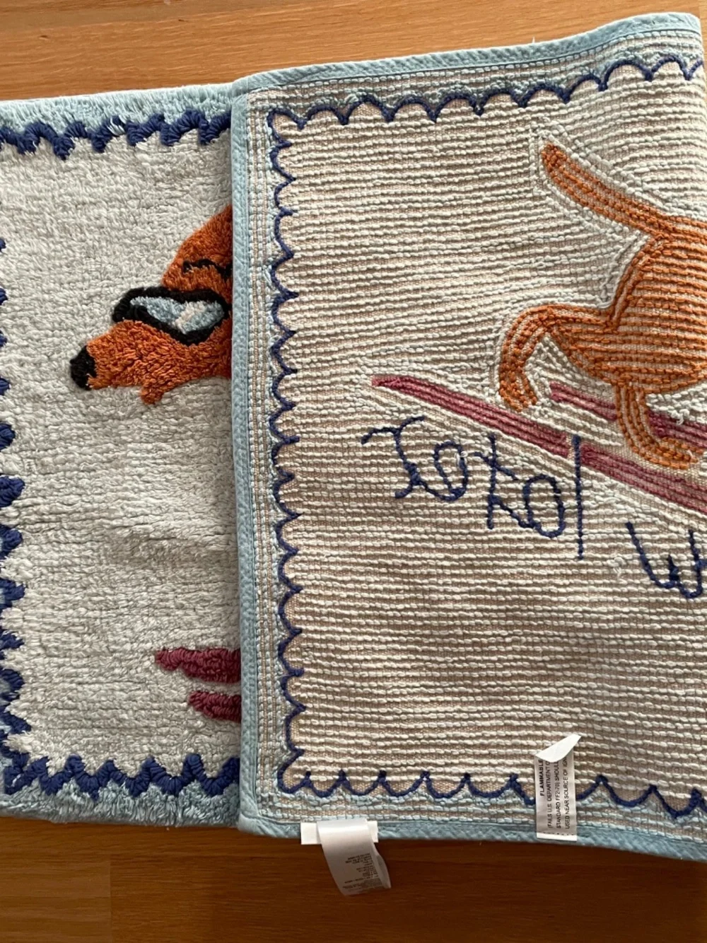 Anthropologie Ski You Later Tufted Bath Mat *BLUE DOG nwt